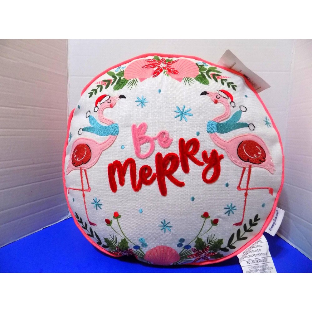 NEW Christmas Tommy Вahama Flamingo Decorative Pillow Holiday Florida